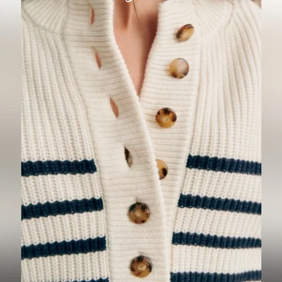 Sezane Lucas Cream and Blue Striped Sweater - Picture 5 of 6